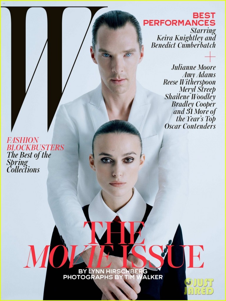 Uma das capas da revista com Benedict Cumberbatch e Keira Knightley
