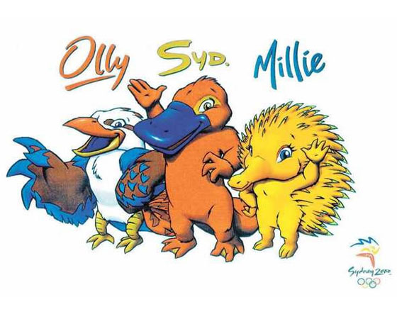 As mascotes Ollie, Syd e Millie, de Sydney 2000