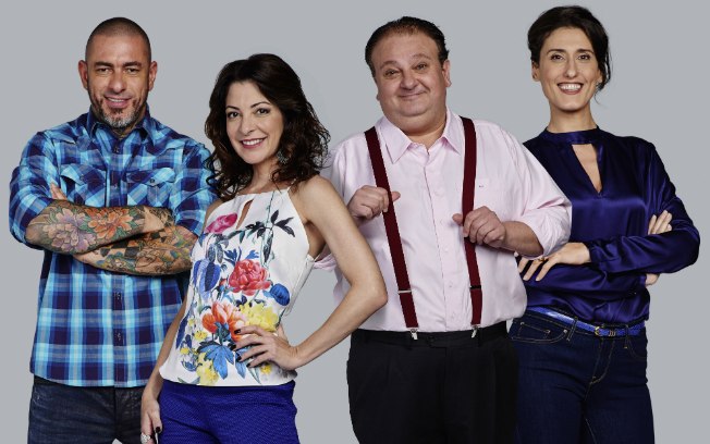 Ana Paula Padrão e os jurados Henrique Fogaça, Erick Jacquin e Paola Carosella