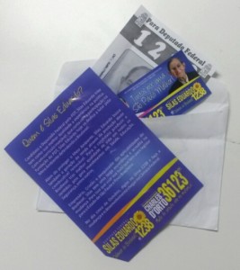 Material entregue pelo candidato a deputado federal Silas Eduardo (PDT-SP).