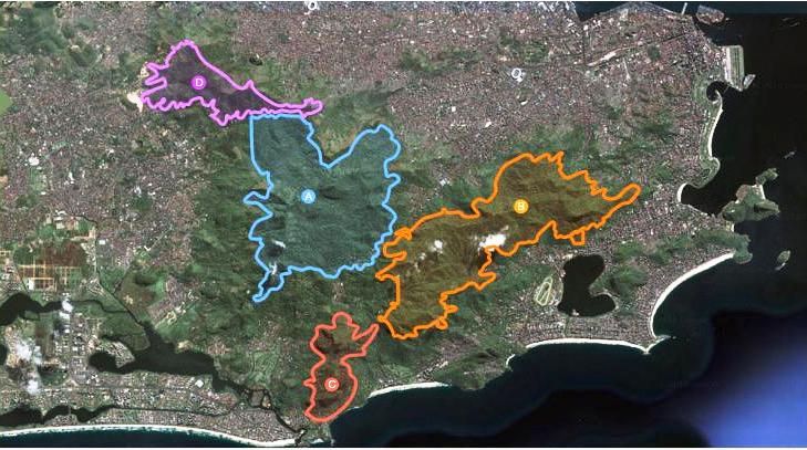 Mapa floresta e parque da Tijuca