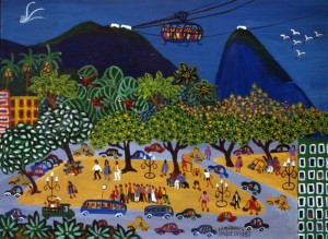 O painel "Rio de Janeiro, gosto de você, gosto dessa gente feliz...", de Lia Mittarakis, tem 4 x 7 metros (foto: divulgação) O painel "Rio de Janeiro, gosto de você, gosto dessa gente feliz...", de Lia Mittarakis, tem 4 x 7 metros (foto: divulgação)