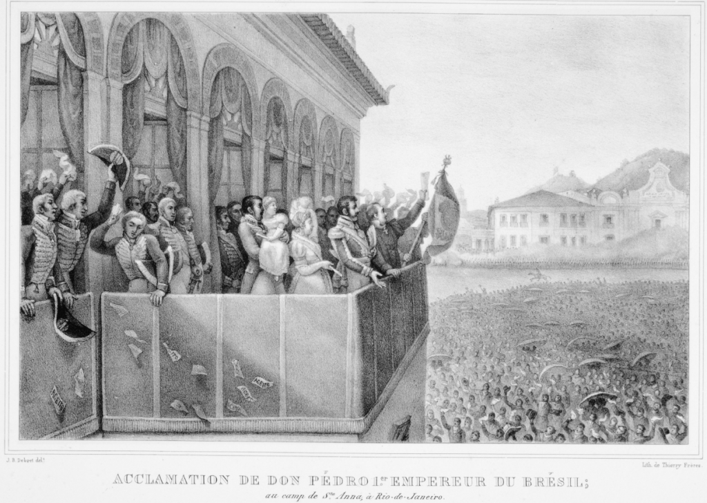 Aclamação de D. Pedro I como Imperador do Brasil no Campo de Santana, no Rio, por Debret (reprodução)